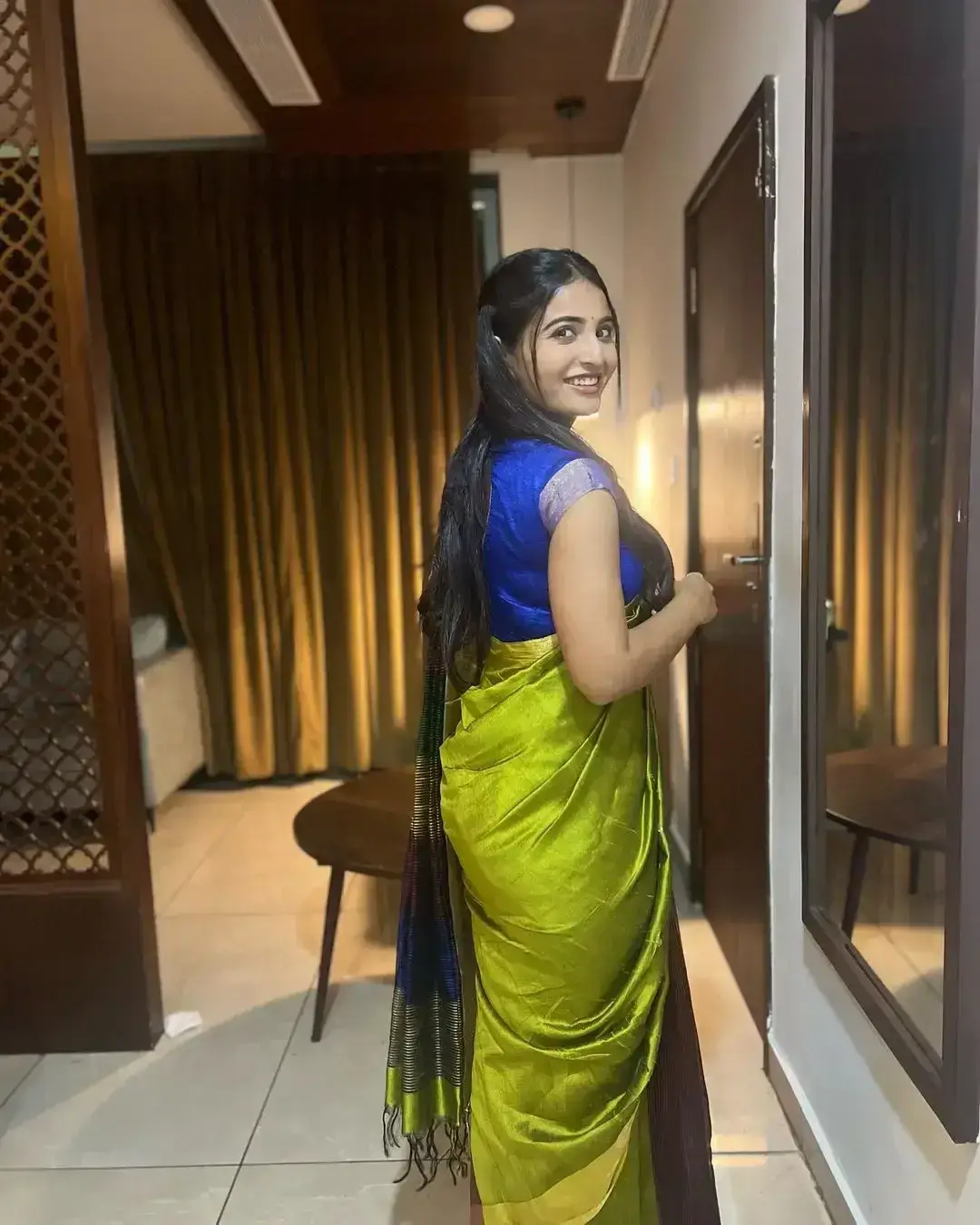 Indian Actress Ananya Nagalla Images In Green Saree